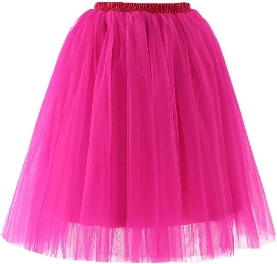 Tutu Skirts Women Classic Layered Midi Tutu Skirt A-line Pleated Princess Skirts Vintage Ballet Dance Skirts