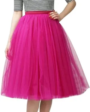 Tutu Skirts Women Classic Layered Midi Tutu Skirt A-line Pleated Princess Skirts Vintage Ballet Dance Skirts