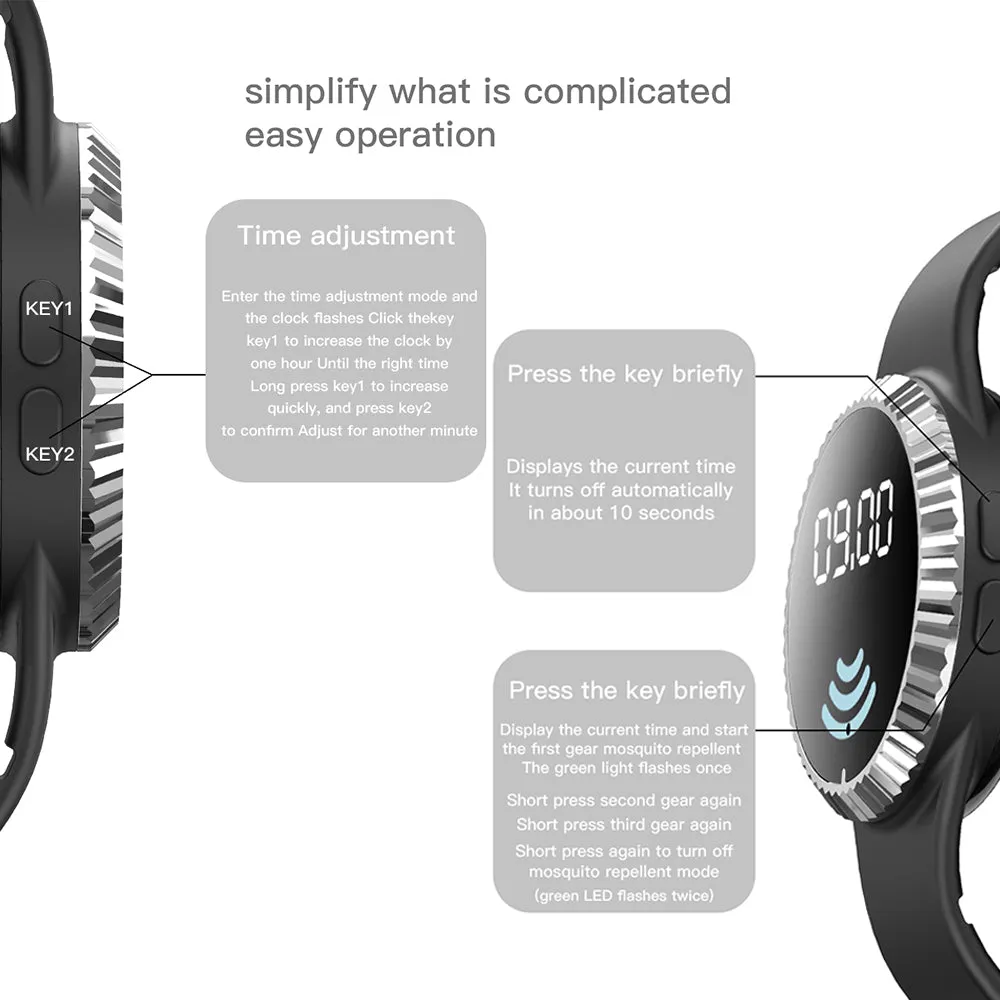 Ultrasonic Repellent Bracelet Smart Prevent Mosquitoes Wrist Watch For Indoor And Outdoor Use