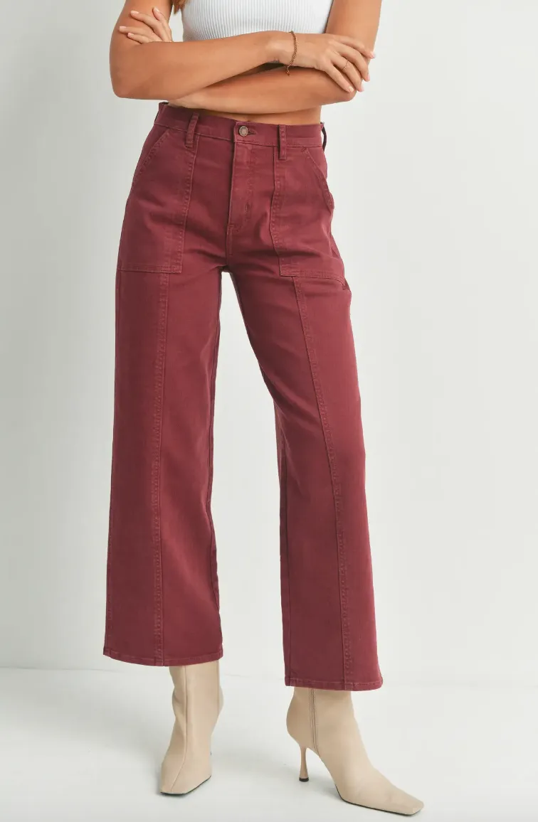 Utility Straight Denim | Spiced Burgundy