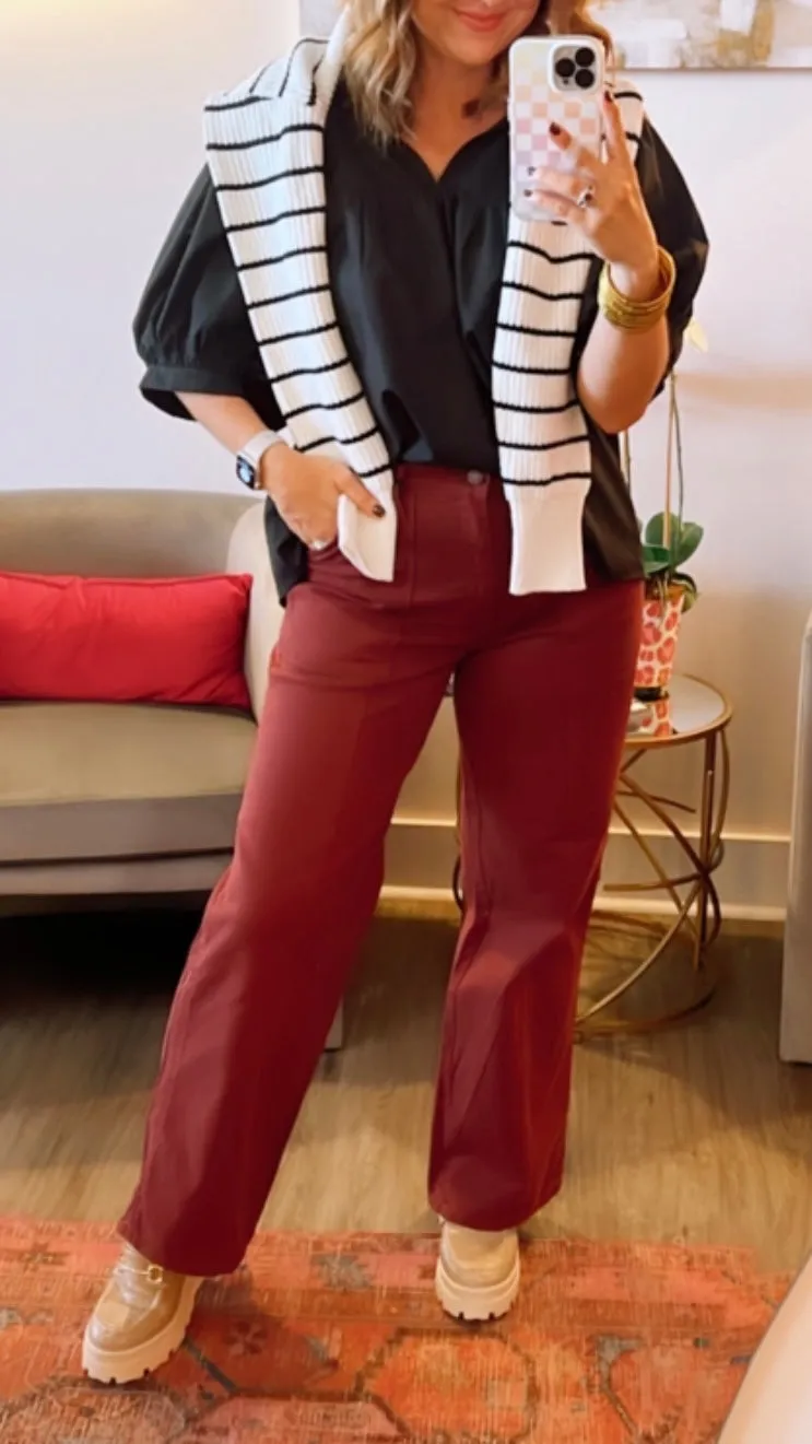 Utility Straight Denim | Spiced Burgundy