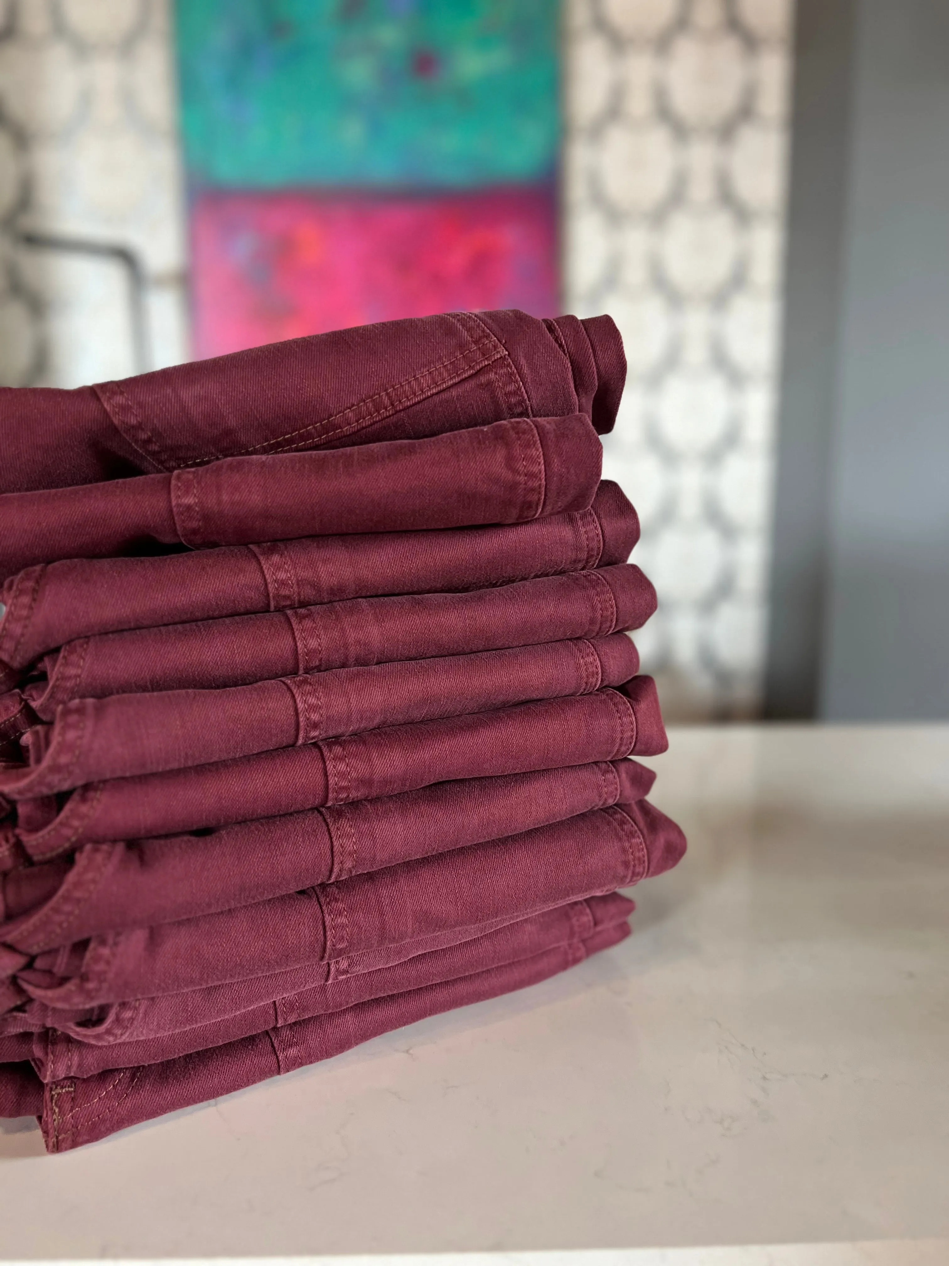 Utility Straight Denim | Spiced Burgundy