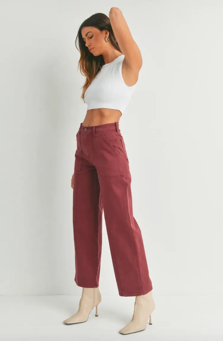 Utility Straight Denim | Spiced Burgundy