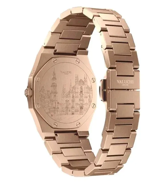 Valuchi Lunar Calendar Quartz Rose Gold Green 40mm Watch