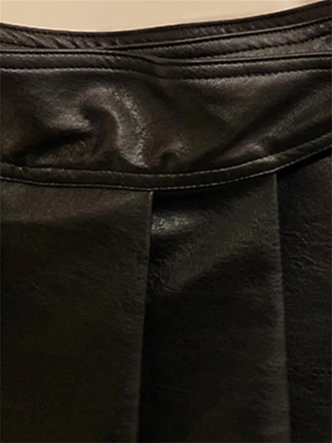 Vogrtcc Women Fashion Autumn High Waisted Pleated Soft Faux Leather Midi Skirt A Line Long Skirts