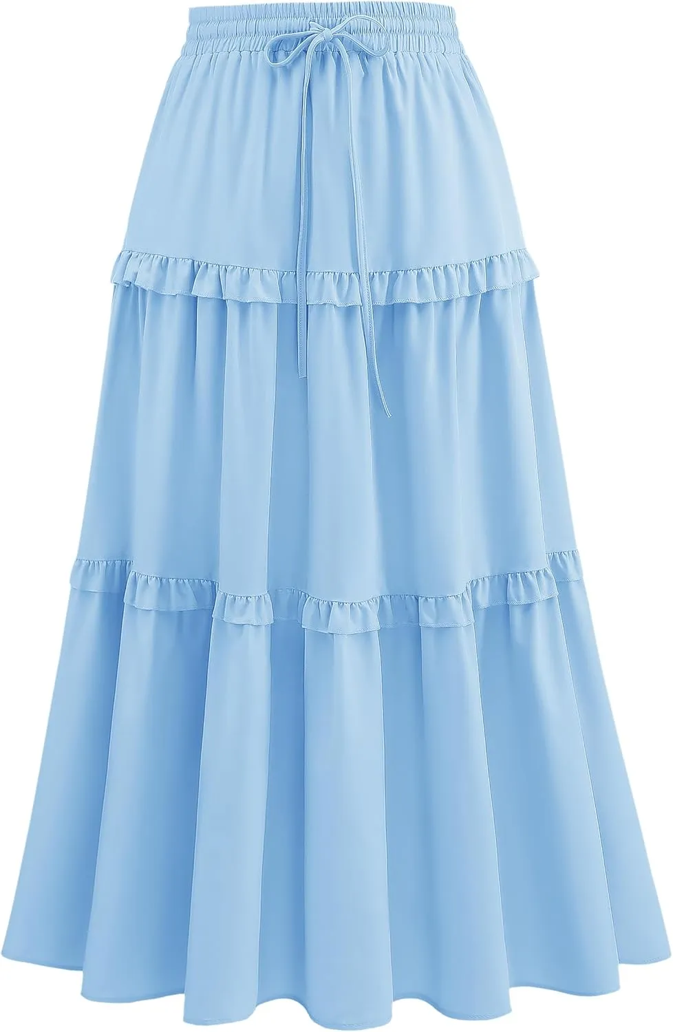 Wedtrend Women's Summer Midi Skirt Tiered Boho Skirts Flowy Skirt Casual Beach Long Skirts