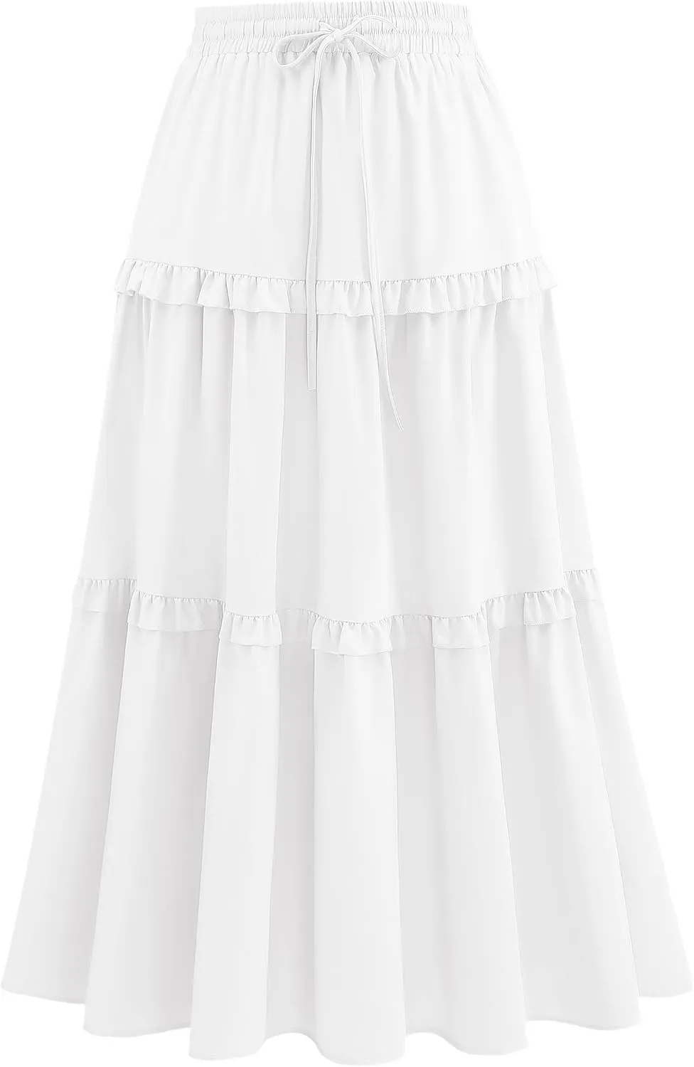 Wedtrend Women's Summer Midi Skirt Tiered Boho Skirts Flowy Skirt Casual Beach Long Skirts