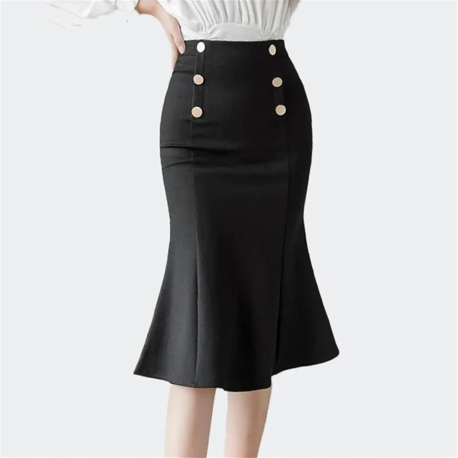 Women Korean Fashion High Waist Stretch Skirts Classic Vintage Office Lady Bodycon Wrap Midi Skirts