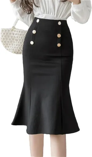 Women Korean Fashion High Waist Stretch Skirts Classic Vintage Office Lady Bodycon Wrap Midi Skirts