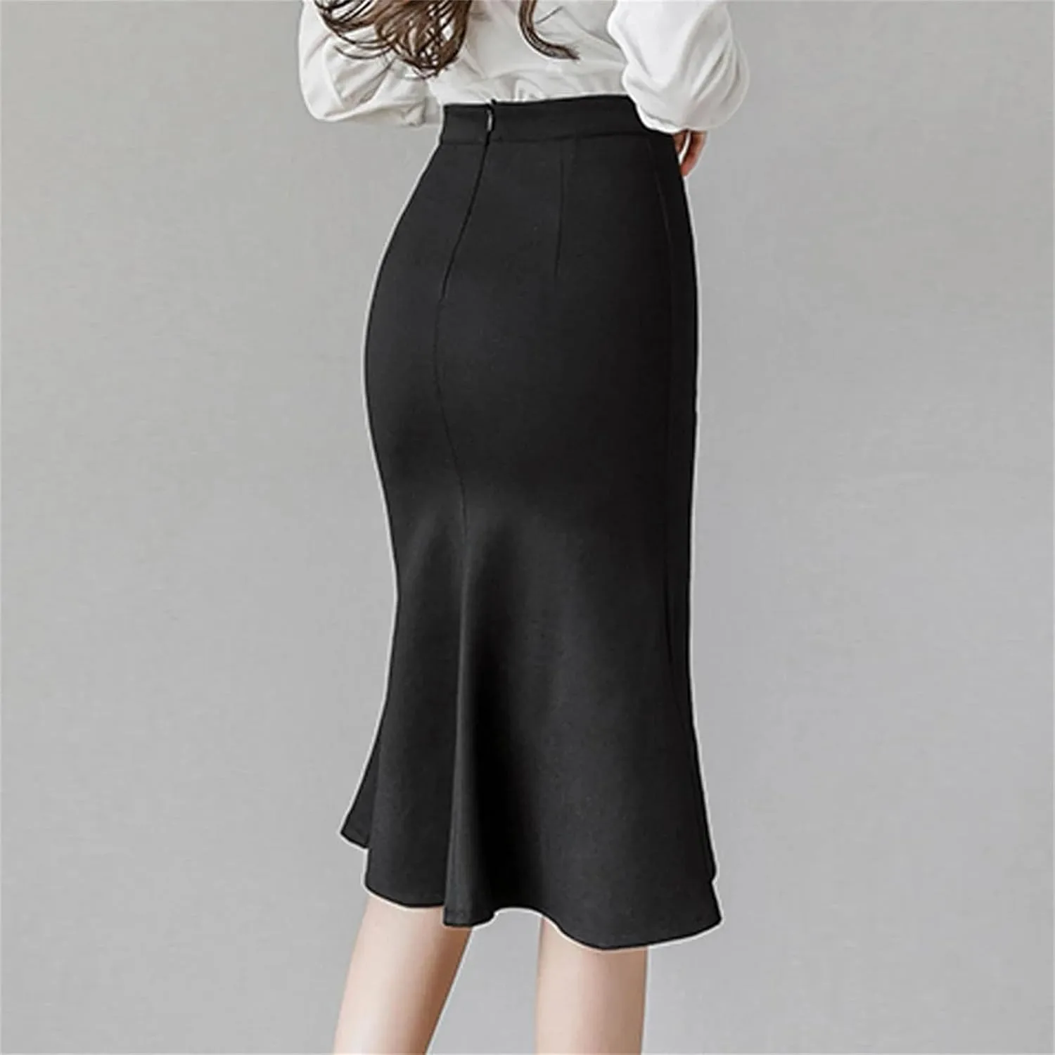 Women Korean Fashion High Waist Stretch Skirts Classic Vintage Office Lady Bodycon Wrap Midi Skirts