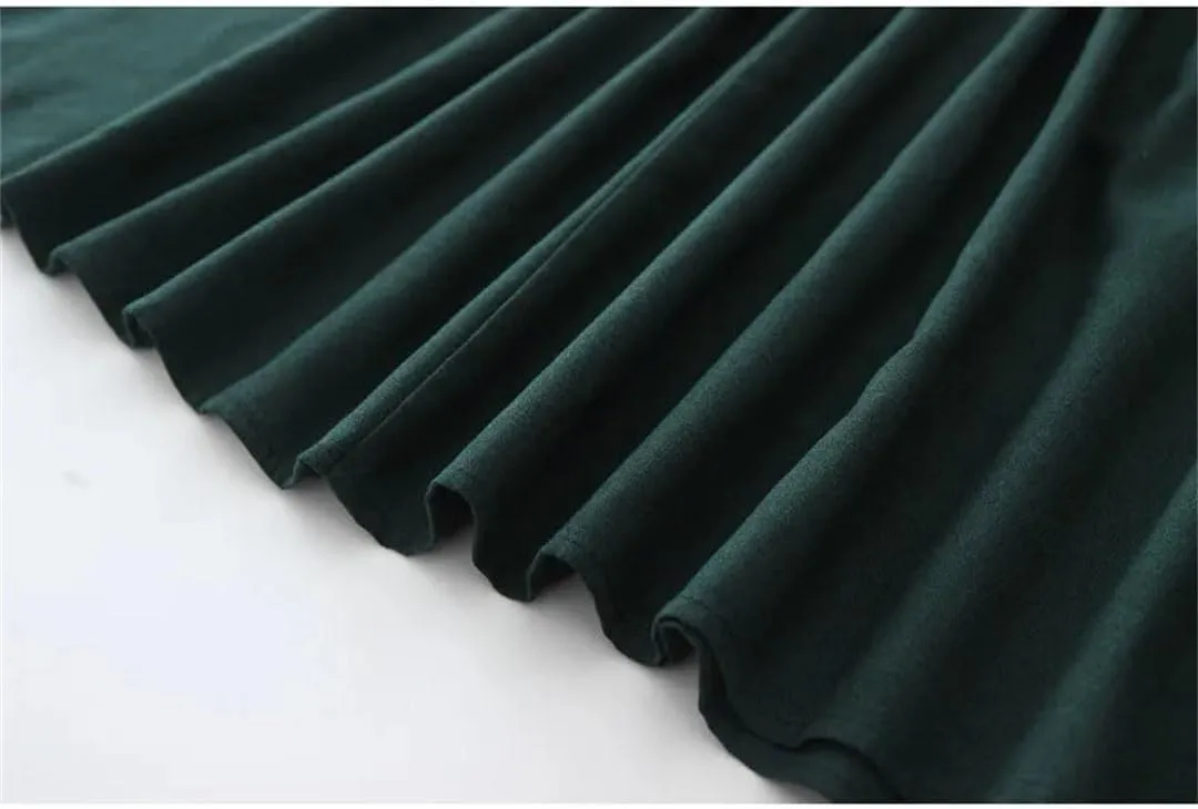 Women Solid Midi Pleated Skirts Summer Ladies Korean High Waist A Line School Style Long Skirt