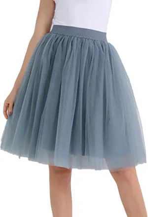 Women's A-Line High Waisted Midi Skirt Women's Classic Layered Tulle Skirt for Adult Teen Ballet Dance Skirts