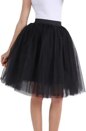 Women's A-Line High Waisted Midi Skirt Women's Classic Layered Tulle Skirt for Adult Teen Swim Skirt Bottoms for