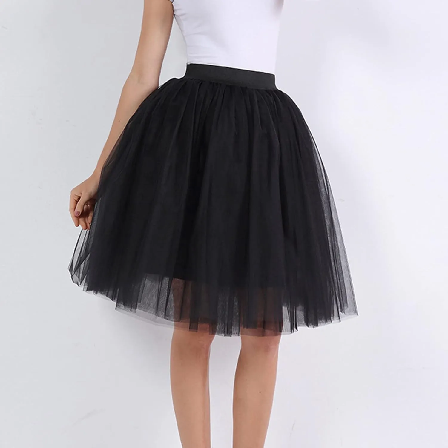 Women's A-Line High Waisted Midi Skirt Women's Classic Layered Tulle Skirt for Adult Teen Swim Skirt Bottoms for