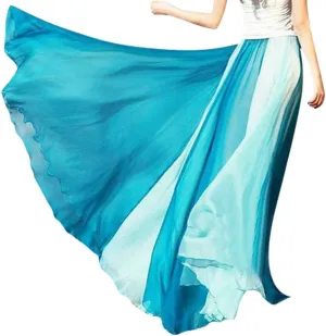 Women's Beach Maxi Skirts Elastic Waist Flowy Long Skirts Casual Lightweight Boho Chiffon Pleated A-Line Swing Skirts