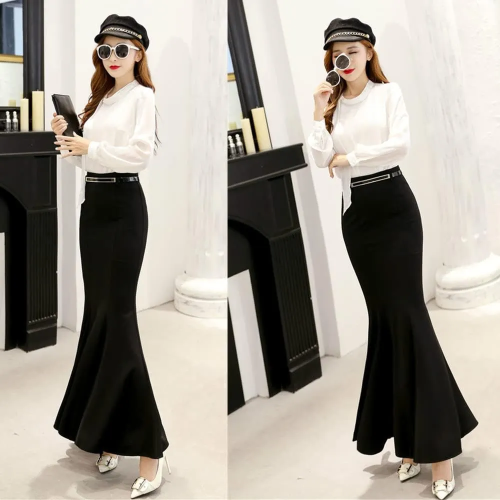Women's Classic Bodycon Stretchy High Waist Party OL Fishtail Mermaid Long Skirt for Evening Party