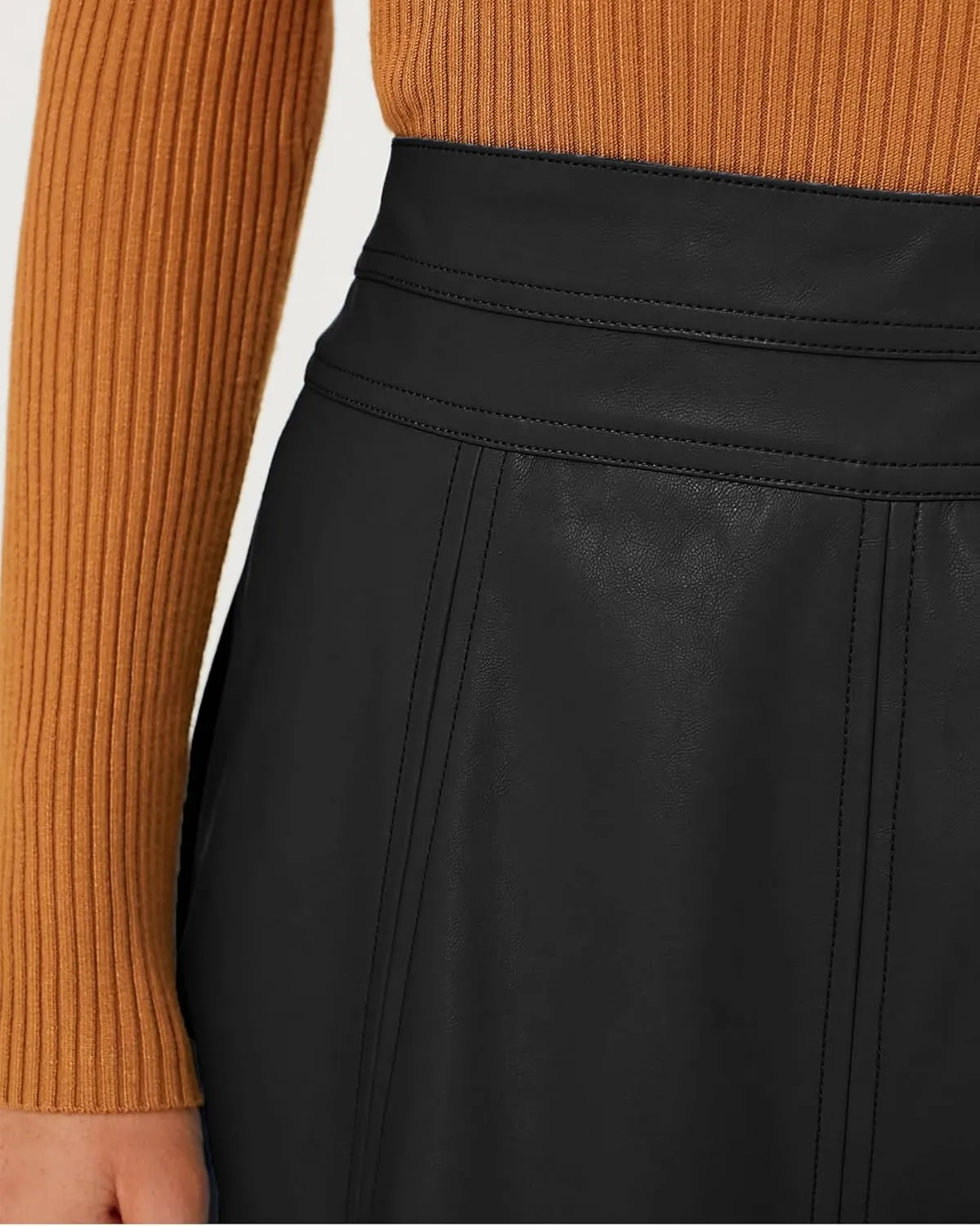 Women's Faux Leather Long Skirt High Waisted Pleated A Line Flare Skater Skirts