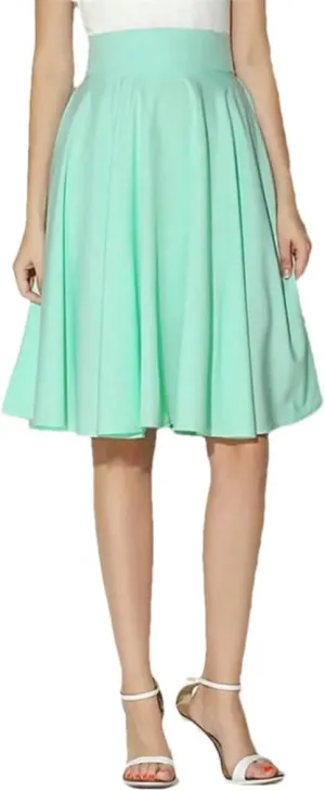 Women's High Waist A-Line Retro Skirt. Womens Classic Solid Color Midi Skirt