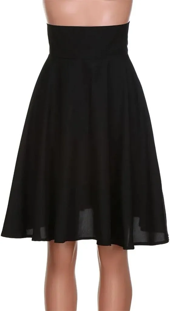 Women's High Waist A-Line Retro Skirt. Womens Classic Solid Color Midi Skirt