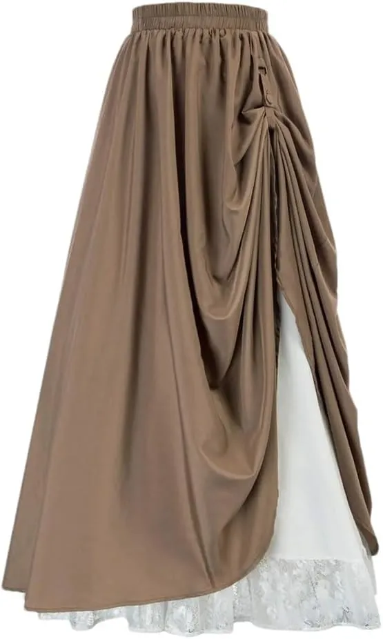Womens High Waist Party Skirt A-Line Vintage Casual Skirts Women's Loose Classic Midi Skirt
