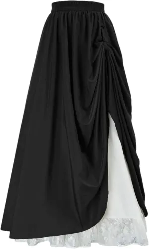 Womens High Waist Party Skirt A-Line Vintage Casual Skirts Women's Loose Classic Midi Skirt