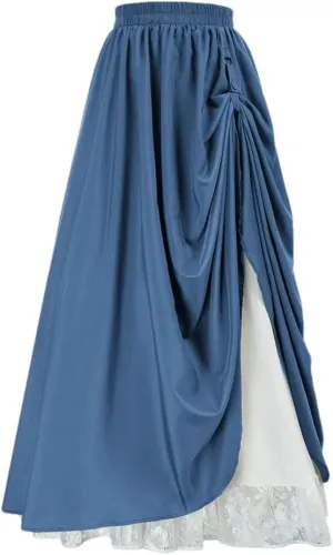 Womens High Waist Party Skirt A-Line Vintage Casual Skirts Women's Loose Classic Midi Skirt