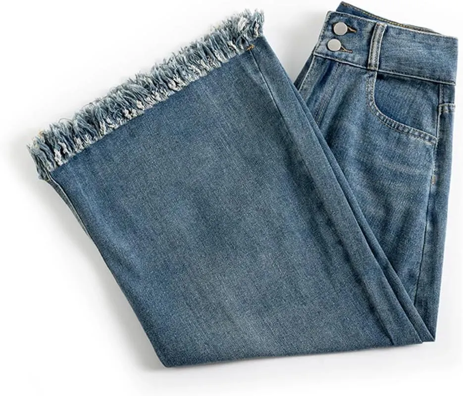 Women's High Waisted 5-Pocket Classic Denim Skirt Sexy Back Slit A-Line Washed Midi Jeans Skirt