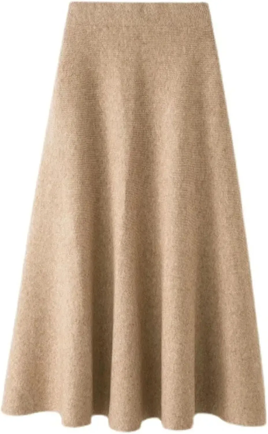 Women's High-Waisted Medium-Length Knit Skirt Wide Pleated A- Line Skirts Pleated Knit Midi Skirts