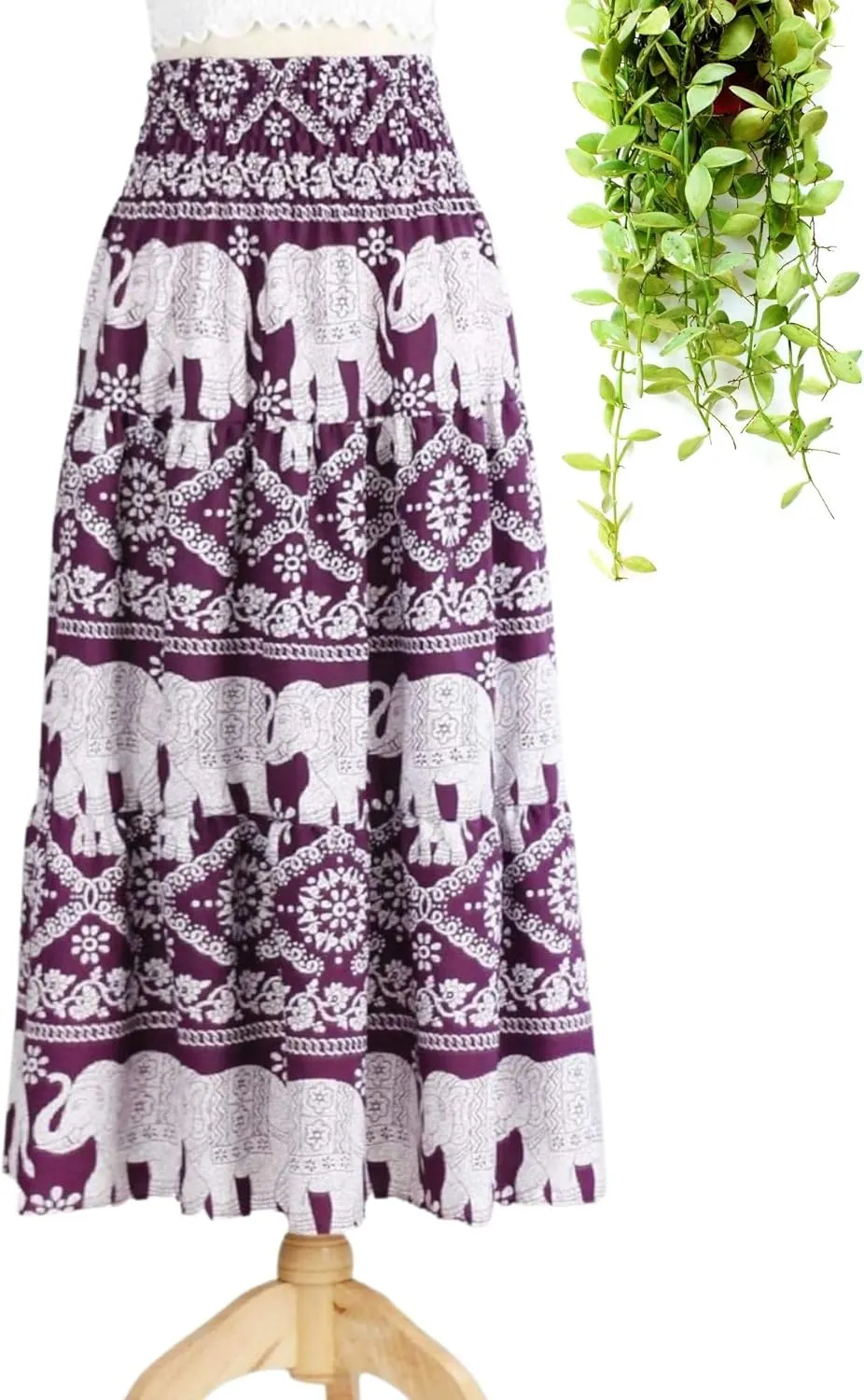 Women's Maxi Long Skirts, High Waisted Lightweight Silky Soft Flowy Ruffle Cute Trendy Boho Hippie, One Size Fits All