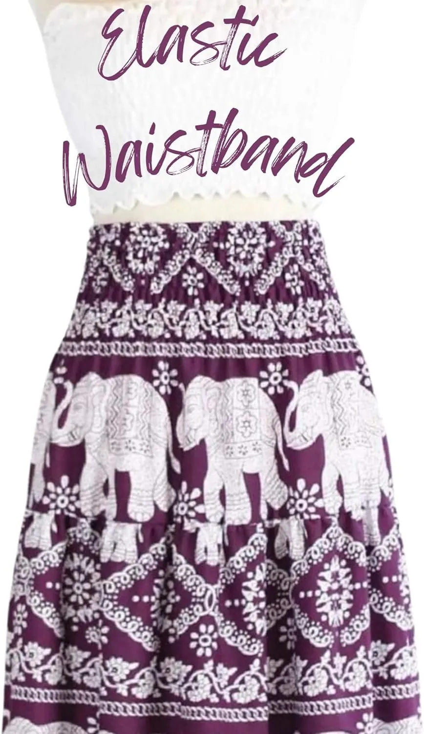 Women's Maxi Long Skirts, High Waisted Lightweight Silky Soft Flowy Ruffle Cute Trendy Boho Hippie, One Size Fits All