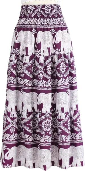 Women's Maxi Long Skirts, High Waisted Lightweight Silky Soft Flowy Ruffle Cute Trendy Boho Hippie, One Size Fits All