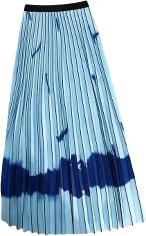 Women's Organ Pleated Long Skirt Bohemian Long Skirt Elastic Waist A-line Pleated Ruffled midi Skirt