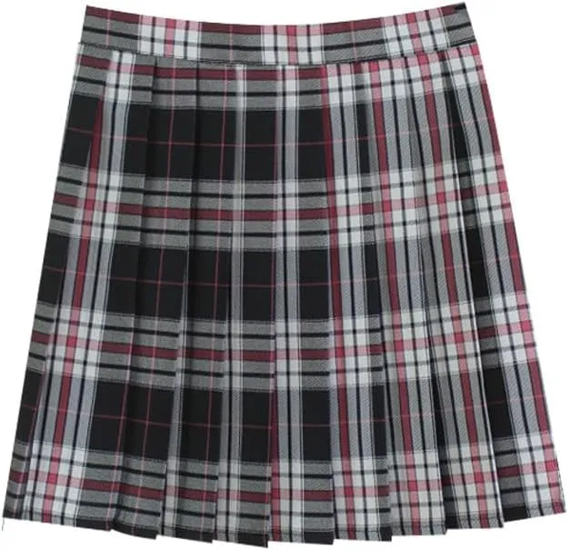 Women's Pleated Mini Skirts and Tie 3 Piece Sets Sexy Cute Plaid Skirt High Waisted A-Line Swing Lingerie Skirt