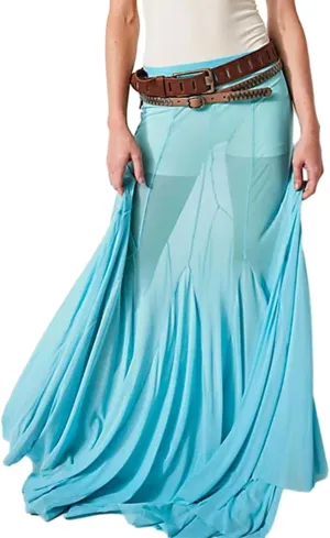 Women's Sheer Mesh Tulle Skirts High Waisted Long Maxi Summer Swimsuit Cover Up See Through Beach Flowy Skirt