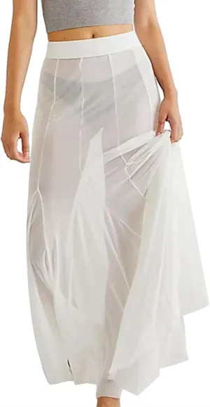 Women's Sheer Mesh Tulle Skirts High Waisted Long Maxi Summer Swimsuit Cover Up See Through Beach Flowy Skirt