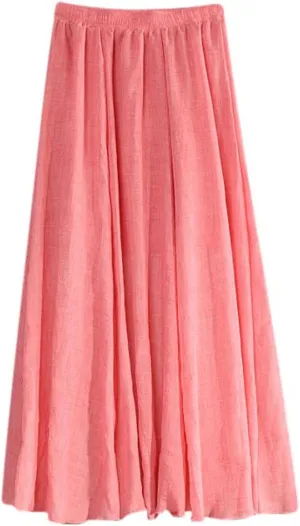 Womens Skirts Fall Casual Boho Flowy Swing Midi Skirt High Waist Elastic Elegant a Line Skirt Classic Tulle Skirt