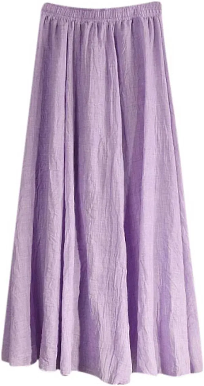Womens Skirts Fall Casual Boho Flowy Swing Midi Skirt High Waist Elastic Elegant a Line Skirt Classic Tulle Skirt