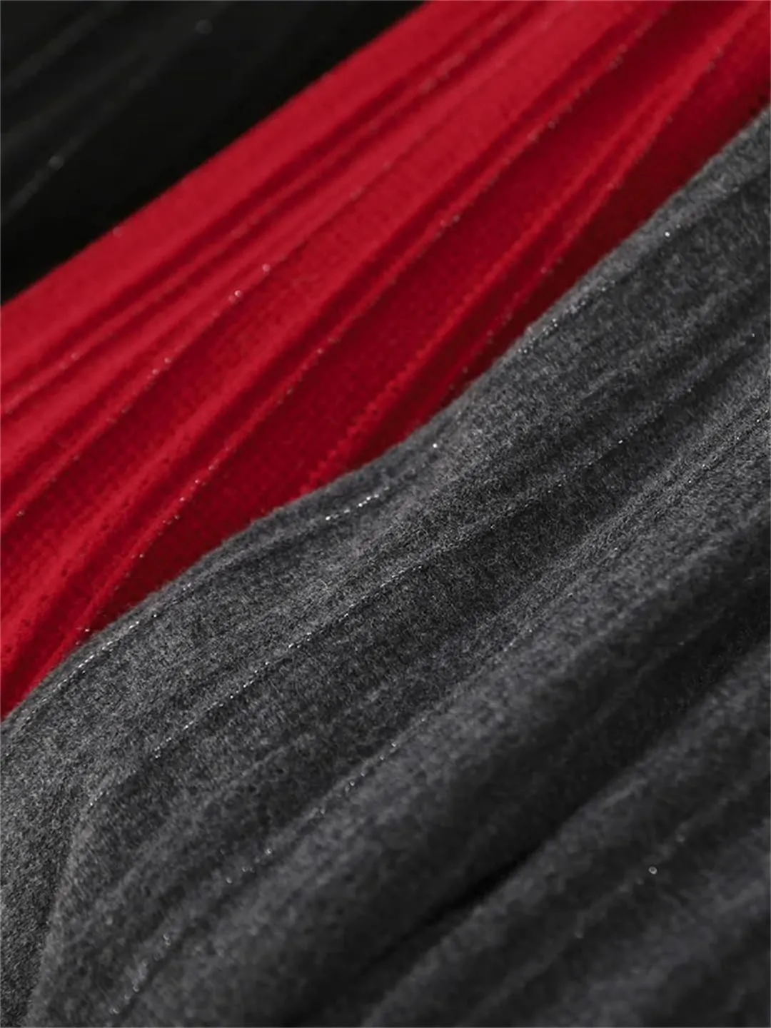 Women's Stretch High Waist Wool Pleated Skirt Knitted Soft Solid Color A-Line Midi Skirts