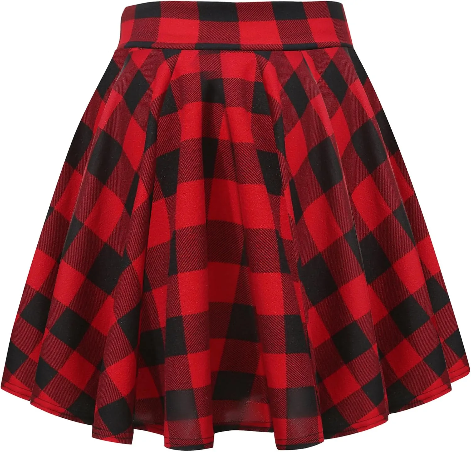Women's Stretchy Waist Pleated Mini Skater Skirt Casual Flared Outfit Skirts for Women