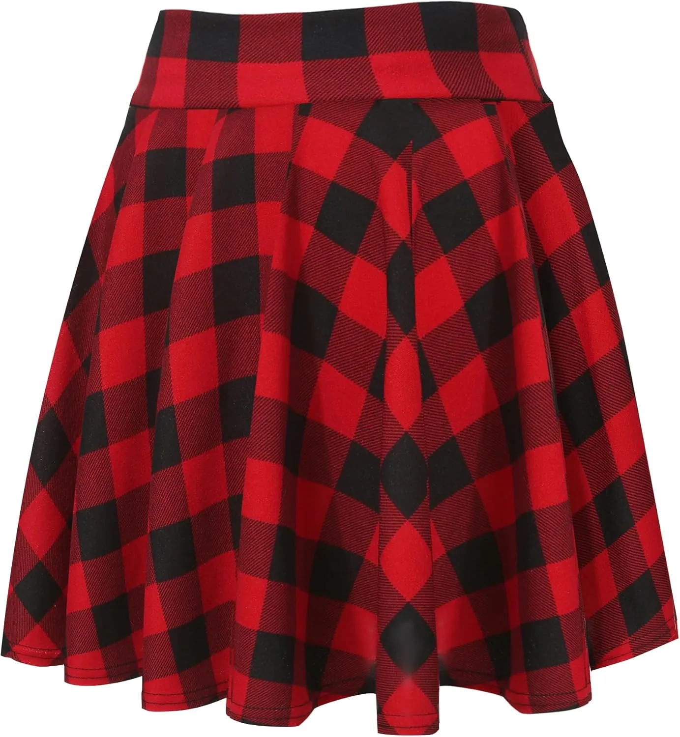Women's Stretchy Waist Pleated Mini Skater Skirt Casual Flared Outfit Skirts for Women