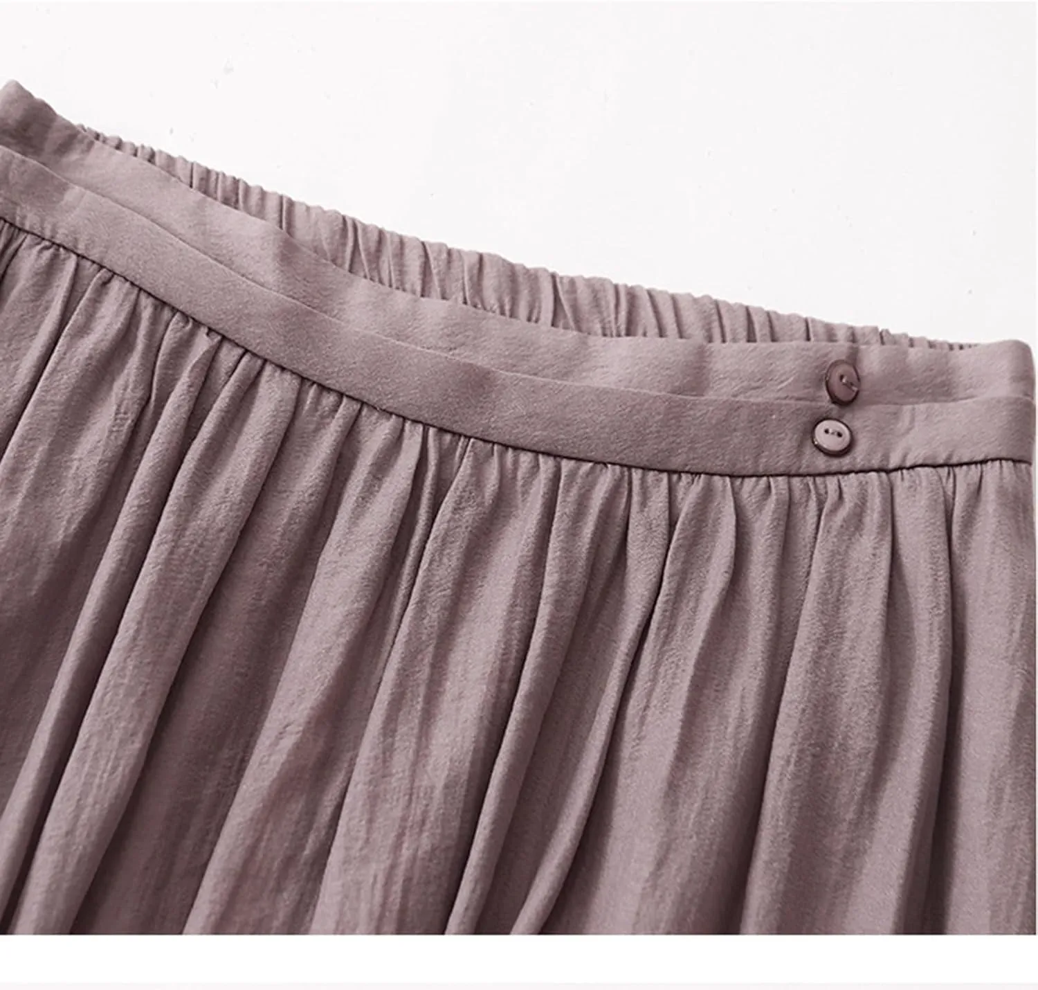 Women's Summer Cotton Linen Casual Midi Skirt, Solid Color Pleated Comfy Breathable Trendy Skirts Vacation Clothes