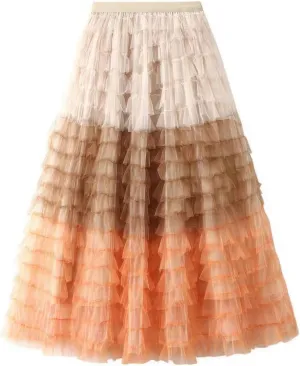 Women's Summer Elastic Waist High Waist Beach Outfits A-Line Tiered Maxi Skirt Bohemian Print Casual Long Skirt