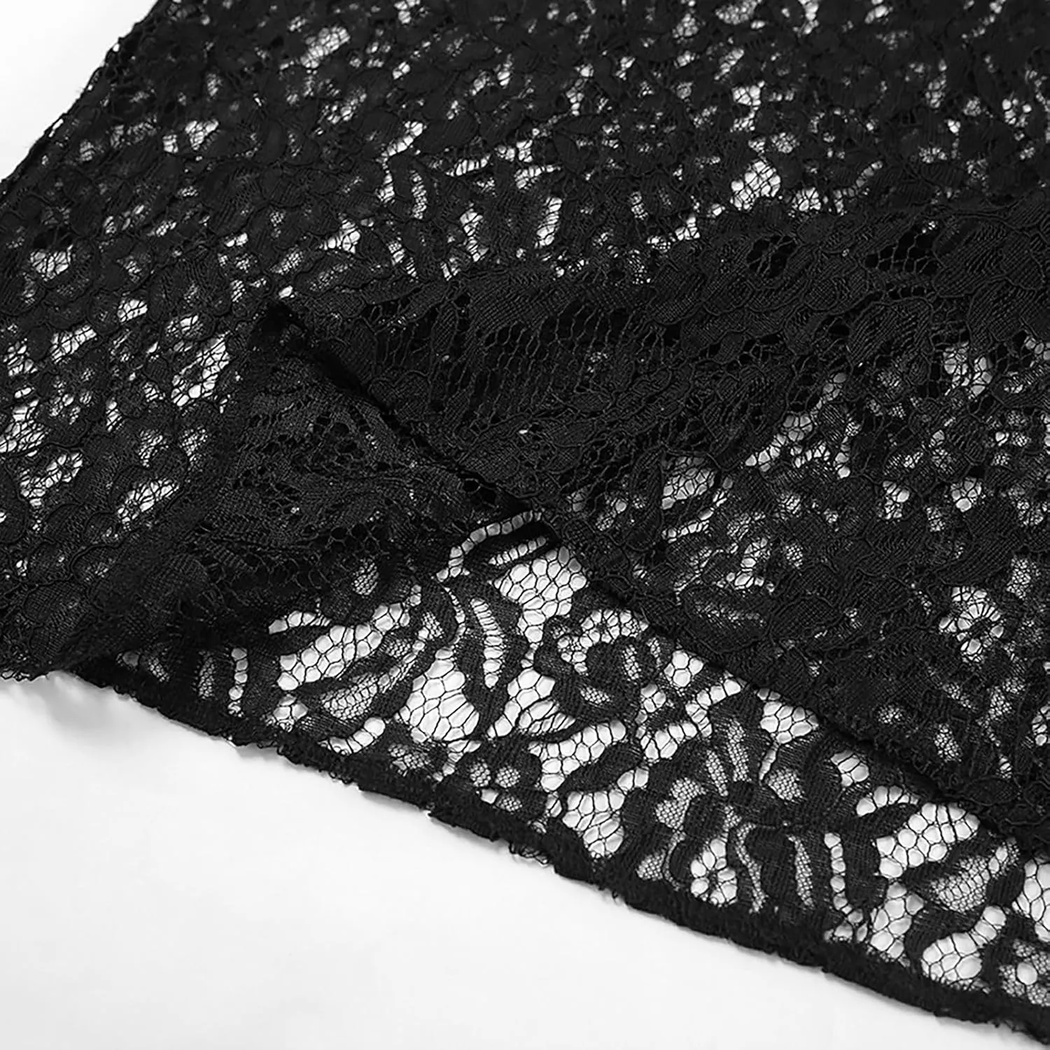 Women's Vintage Floral Lace Maxi Skirt Sheer Mesh See Through Cover up Long Skirts