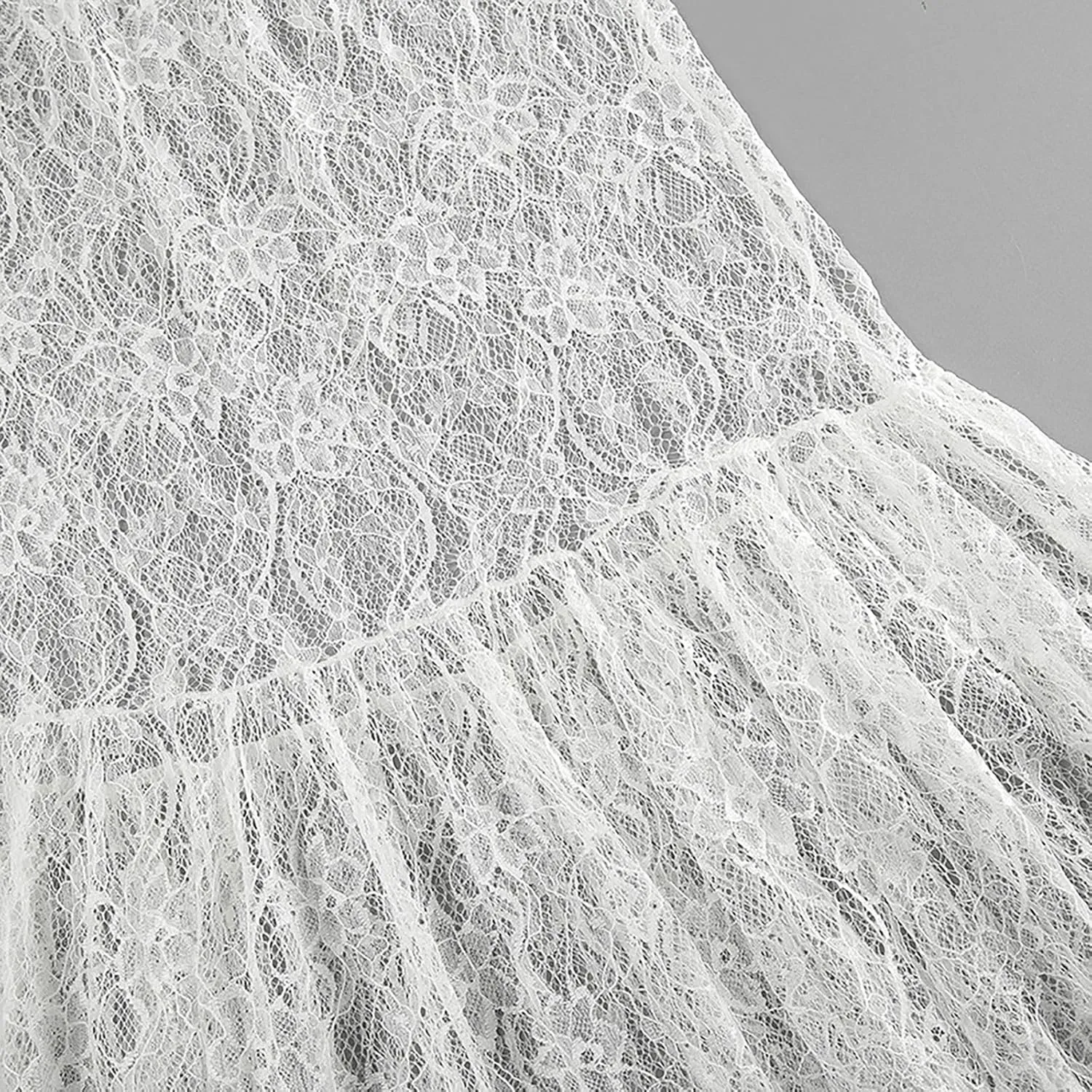 Women's Vintage Floral Lace Maxi Skirt Sheer Mesh See Through Cover up Long Skirts