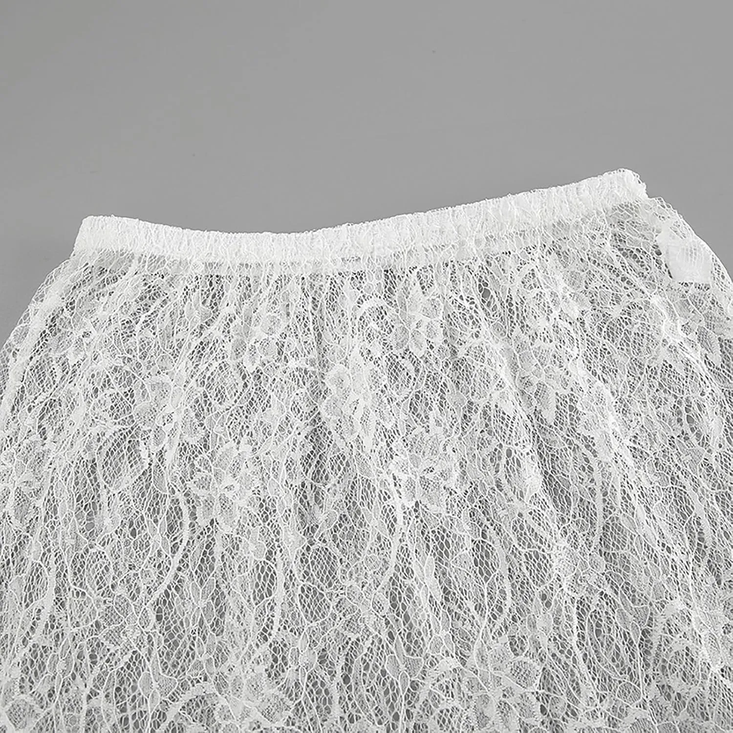 Women's Vintage Floral Lace Maxi Skirt Sheer Mesh See Through Cover up Long Skirts