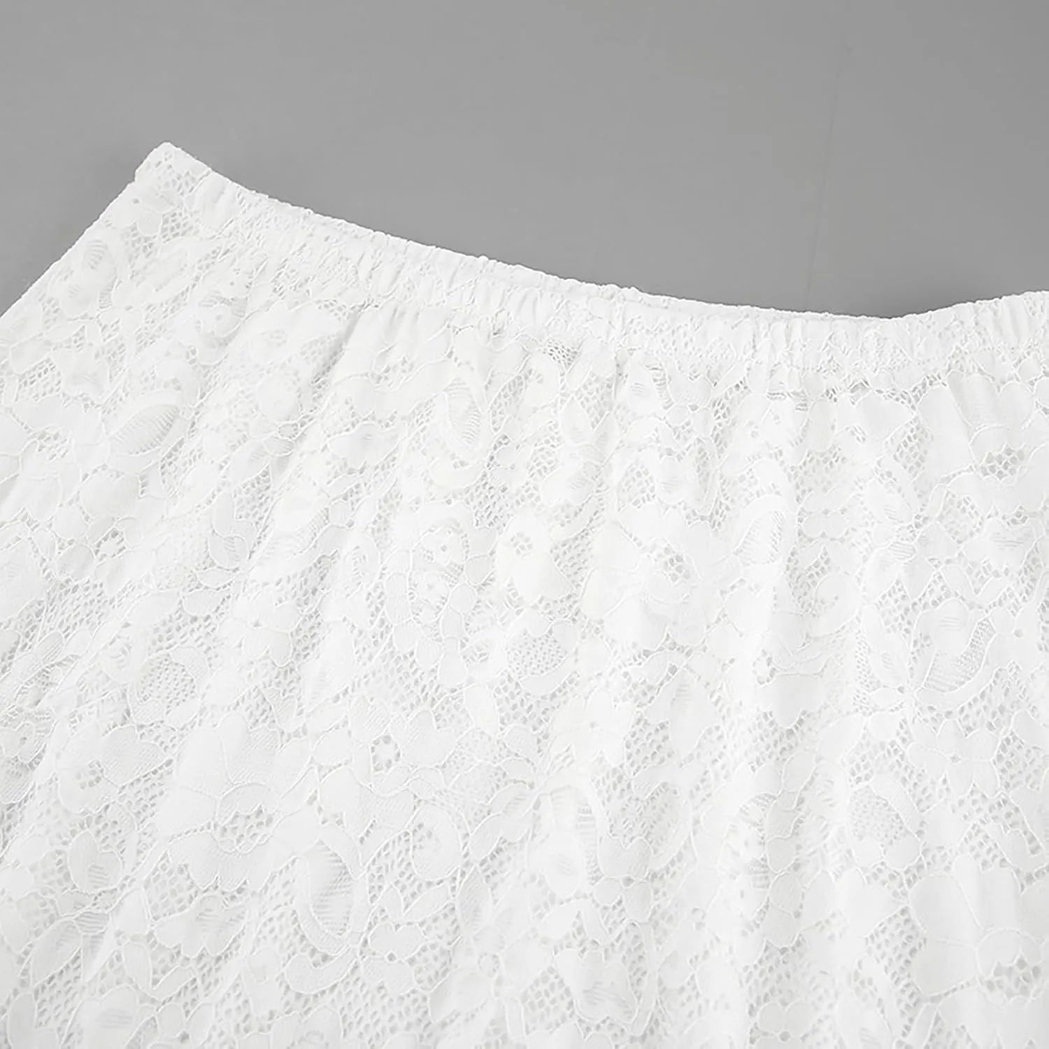 Women's Vintage Floral Lace Maxi Skirt Sheer Mesh See Through Cover up Long Skirts